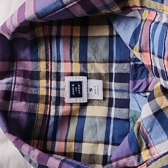 Janie & Jack long sleeve button down plaid shirt size 5 - Picture 3 of 8